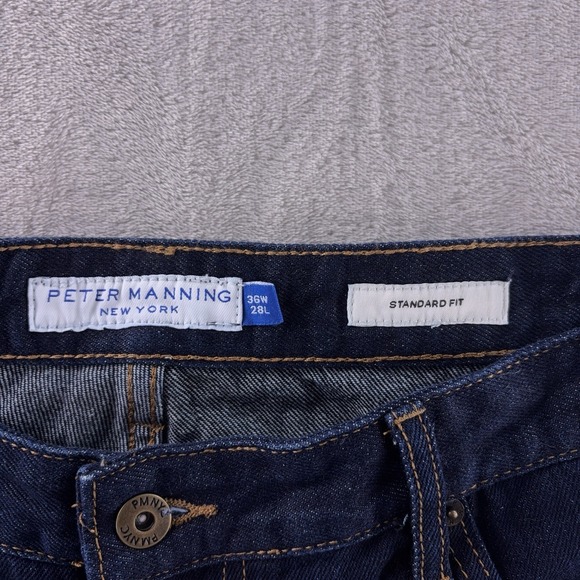 Peter Manning New York Standard Fit Jeans Mens Size 36x28 Dark Blue Stretch - Picture 8 of 10